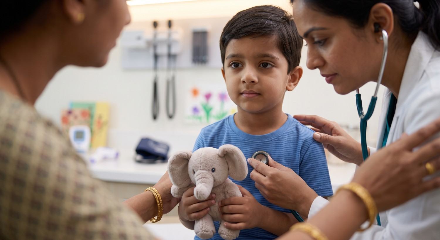 Pediatric consultation for a sick child during a health assessment